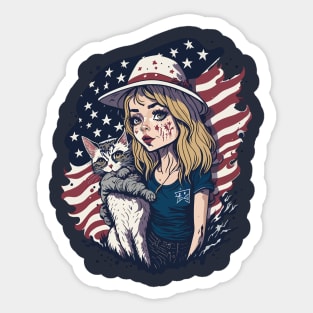 Patriotic Cat Mother Sticker